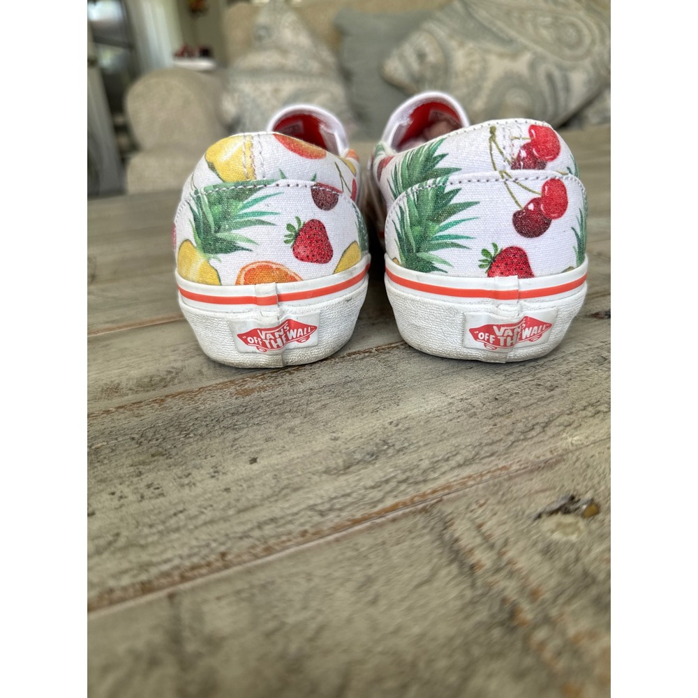 Vans Classic Slip On Tropical Fruit Print Sneakers White Red Womens 7.5 Mens 6 - Picture 5 of 8